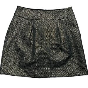 LOFT • Black/Gold Metallic Jacquard A-Line Skirt